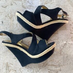 Black High Platform Wedge Sandal Dollhouse New